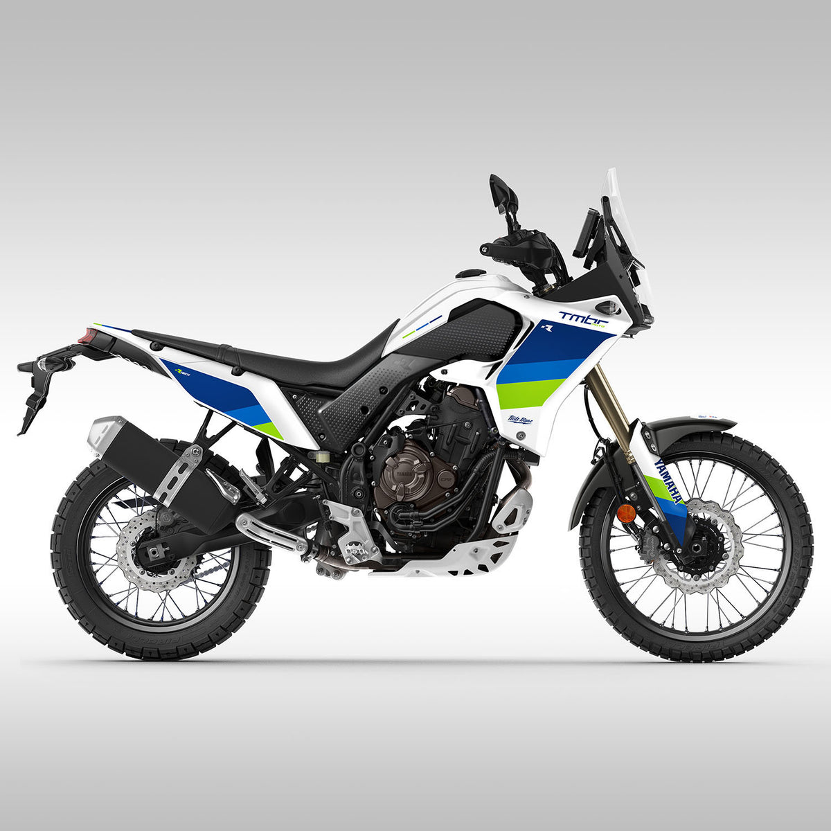 2019 - 2024 YAMAHA TENERE 700 - RTECH WHITE / BLUE / GREEN STRIPES - GRAPHICS KIT