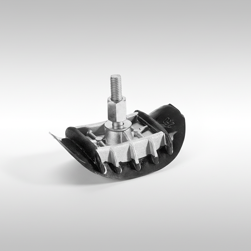 TMV alloy and rubber rim lock device on light gray background