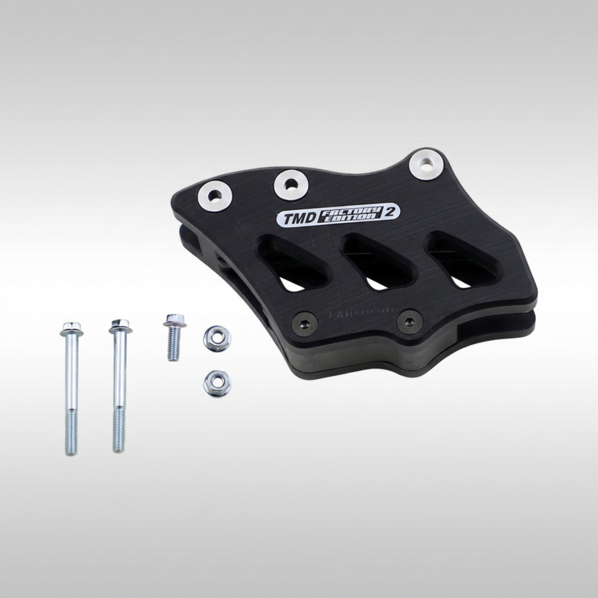 TM Designworks RCG-SY2-BK black rear chain guide with replaceable wear block for Suzuki DR-Z400.