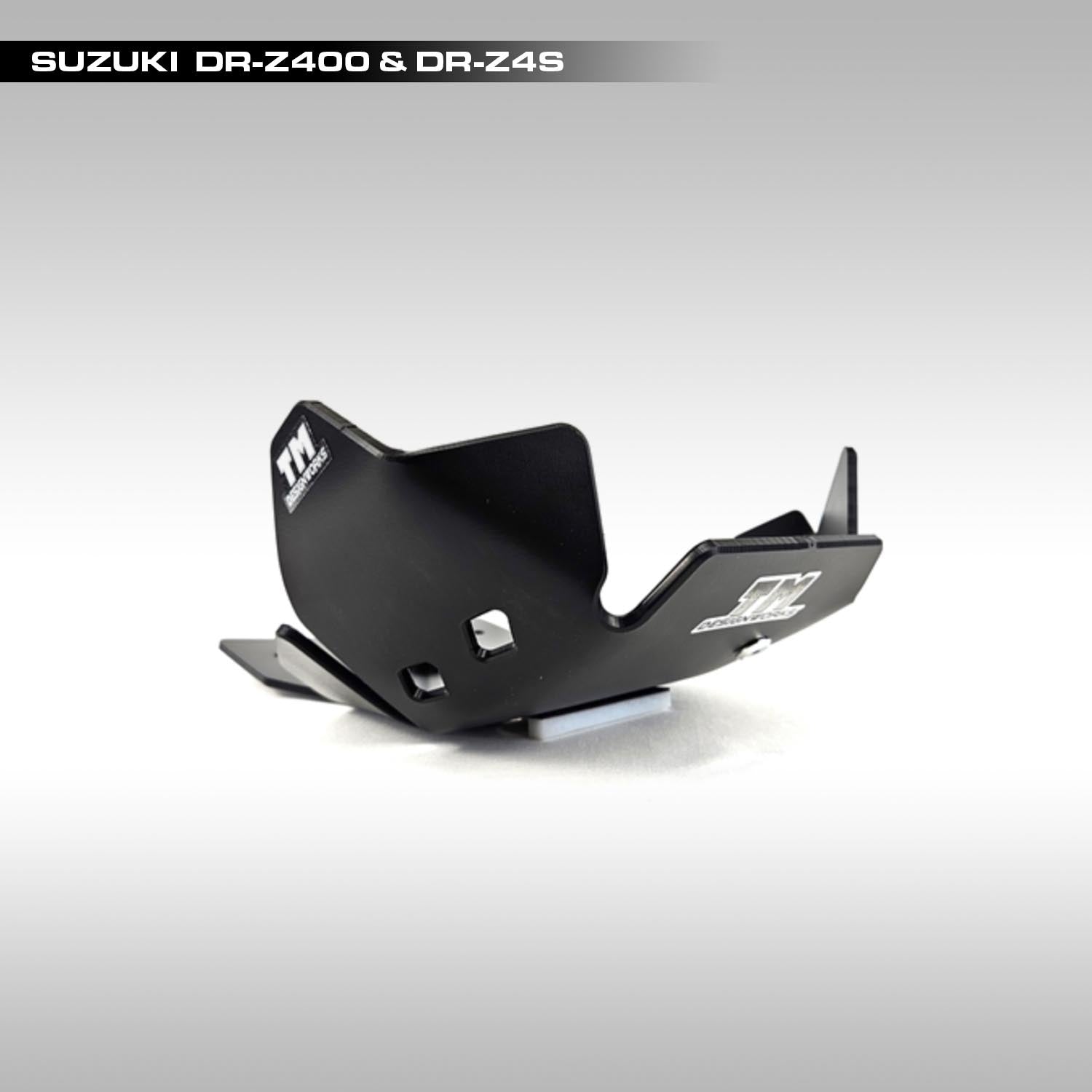 TM Designworks Full Coverage Skid Plate for the 2000–2024 Suzuki DRZ-400 and 2025 Suzuki DR-Z4S Black