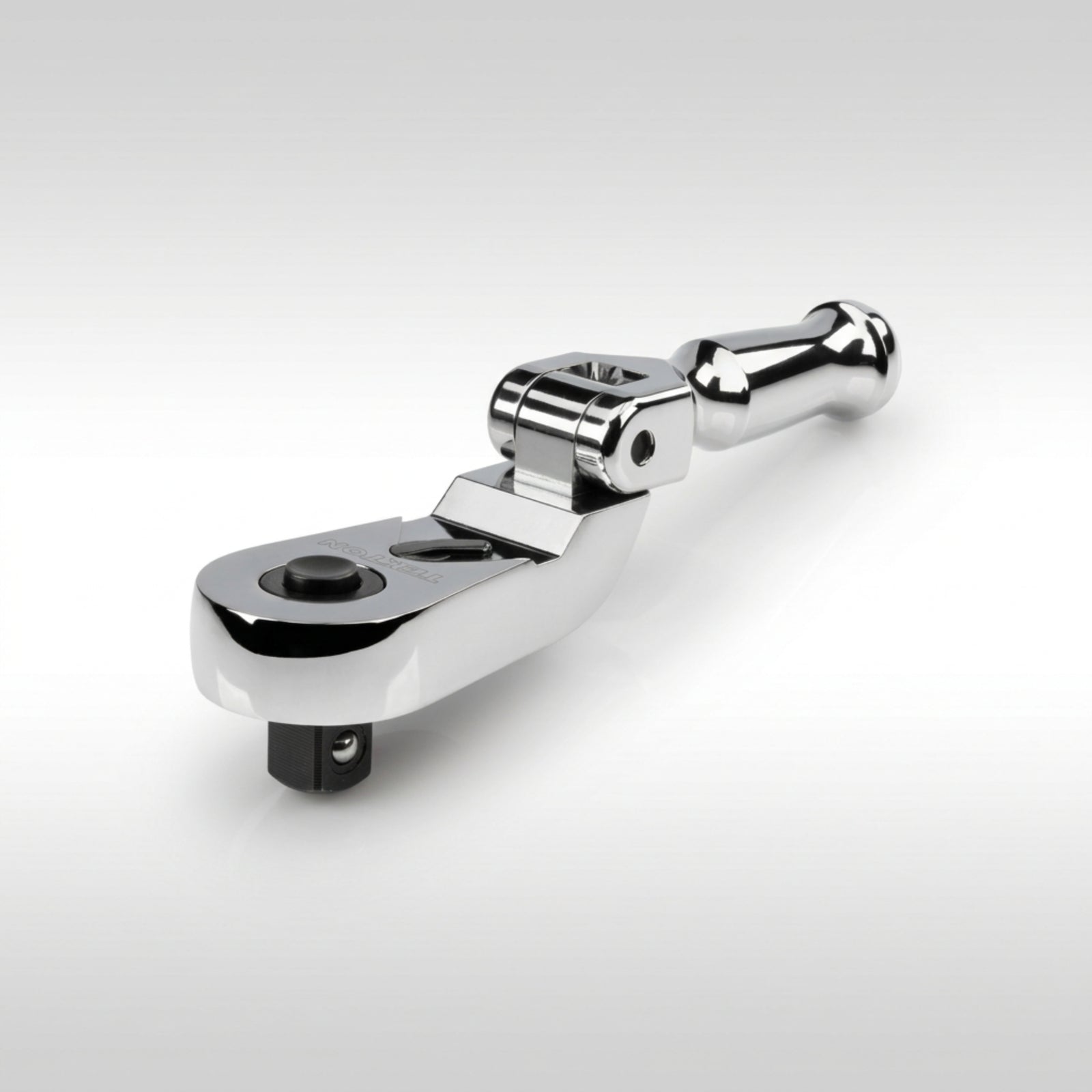 Tekton SRH35104 3/8 inch drive folding quick release ratchet showing the 90 tooth head and flex handle.