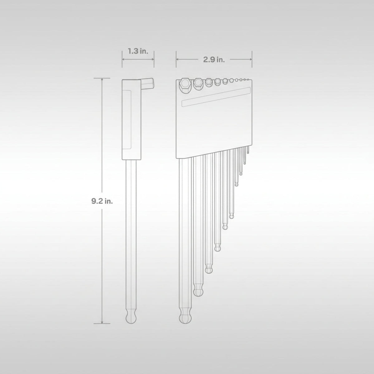Tekton short arm ball end metric hex l-key set in compact storage holder.