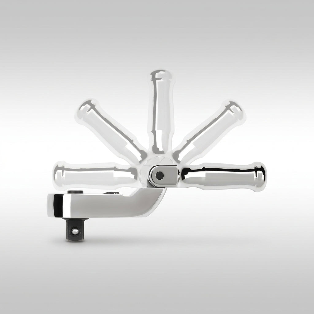 Tekton SRH35104 3/8 inch drive folding quick release ratchet showing the 90 tooth head and flex handle.
