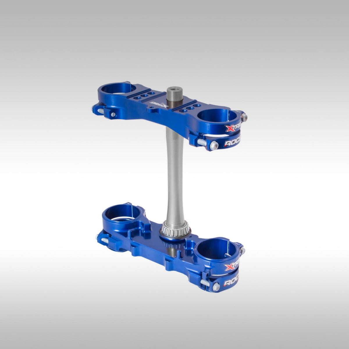 Xtrig ROCS Tech Triple Clamp in Anodized Blue for Yamaha YZ250X with PHDS Bar Mounts.