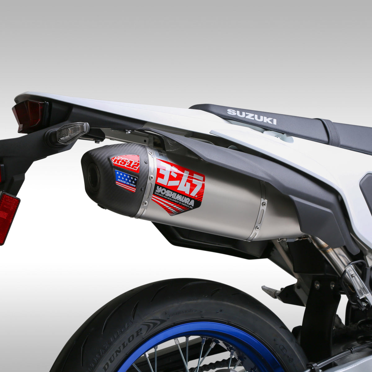 Yoshimura RS-12 Enduro Series stainless steel slip-on exhaust installed on a 2025 Suzuki DR-Z4S.