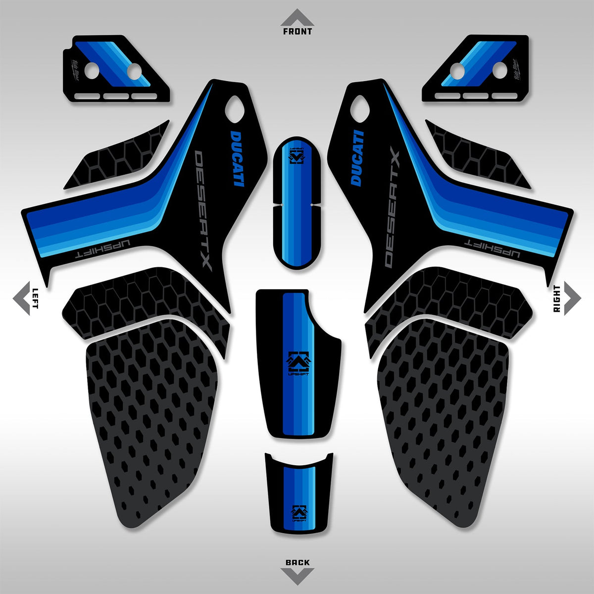 2022 - 2024 DUCATI DESERTX - BLUE GRADIENT - GRAPHICS KIT