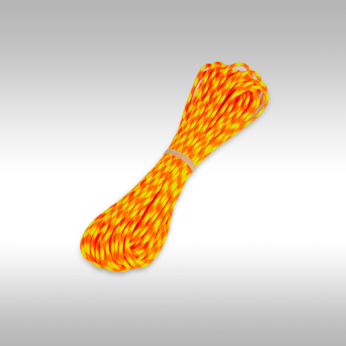 A collection of 50 foot hanks of USA Made paracord ropes in various colors.