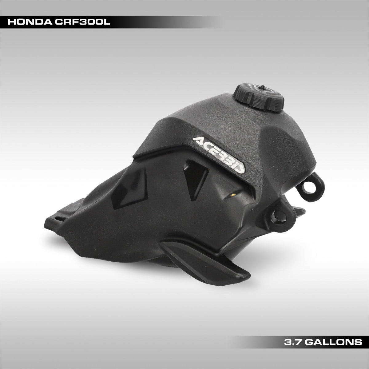 Black Acerbis 3.6 Gallon oversized fuel tank for the Honda CRF300L.