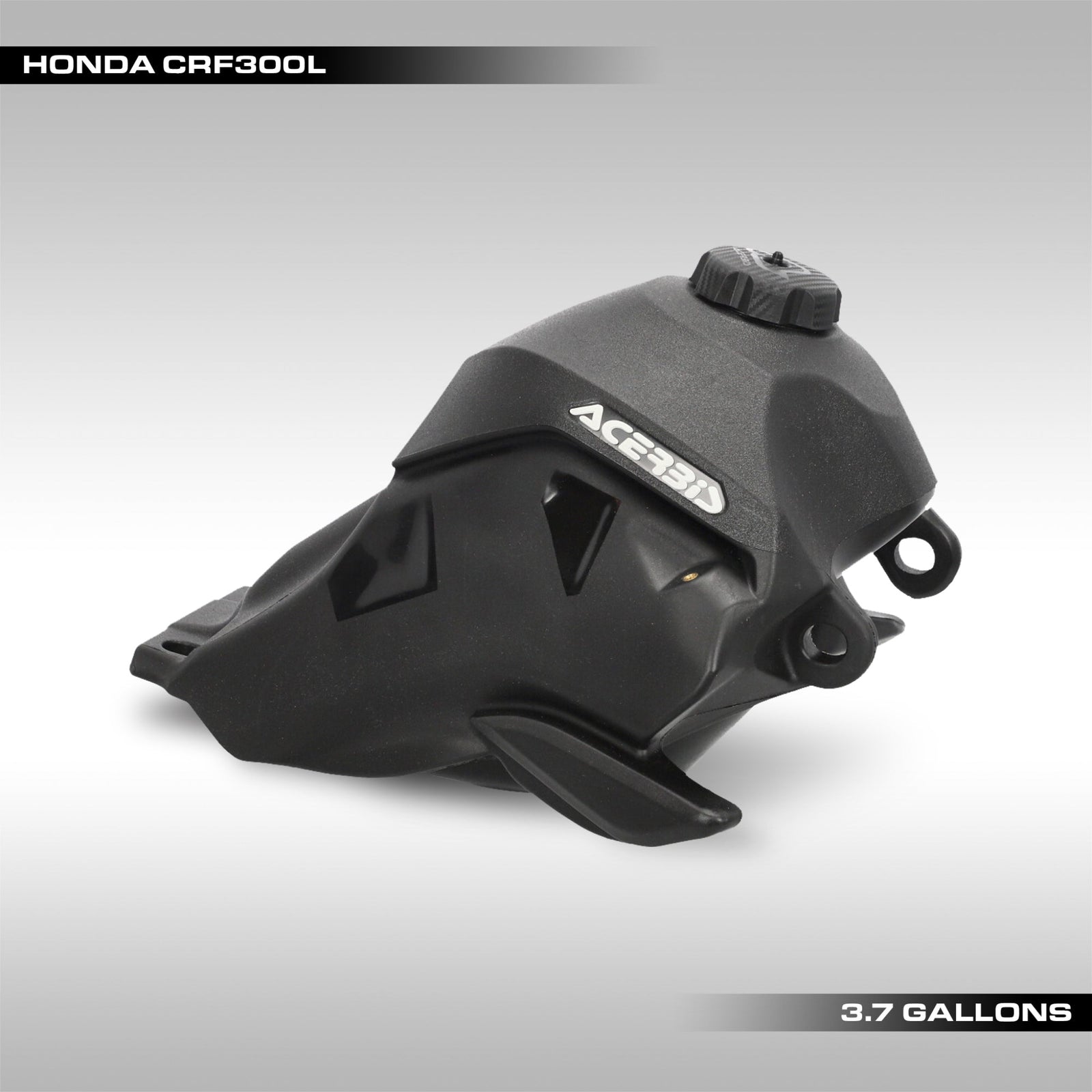 Black Acerbis 3.6 Gallon oversized fuel tank for the Honda CRF300L.