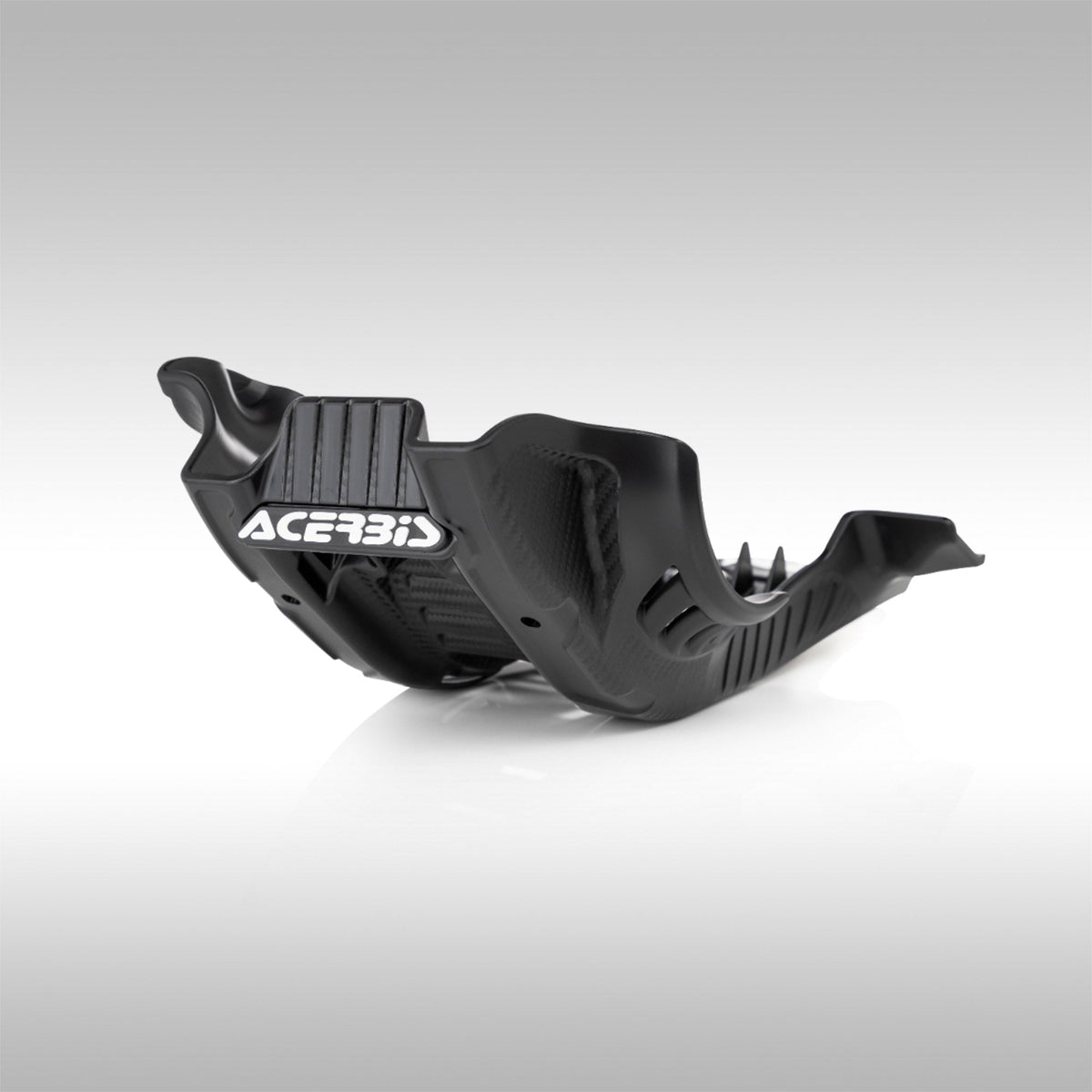 Black Acerbis skid plate for FE350 on a gray background