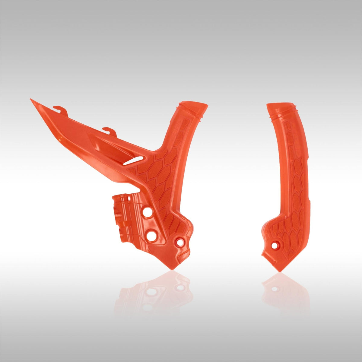 Acerbis X-Grip frame guards showing the rubberized grip panels for 2023-2026 KTM dirt bikes.