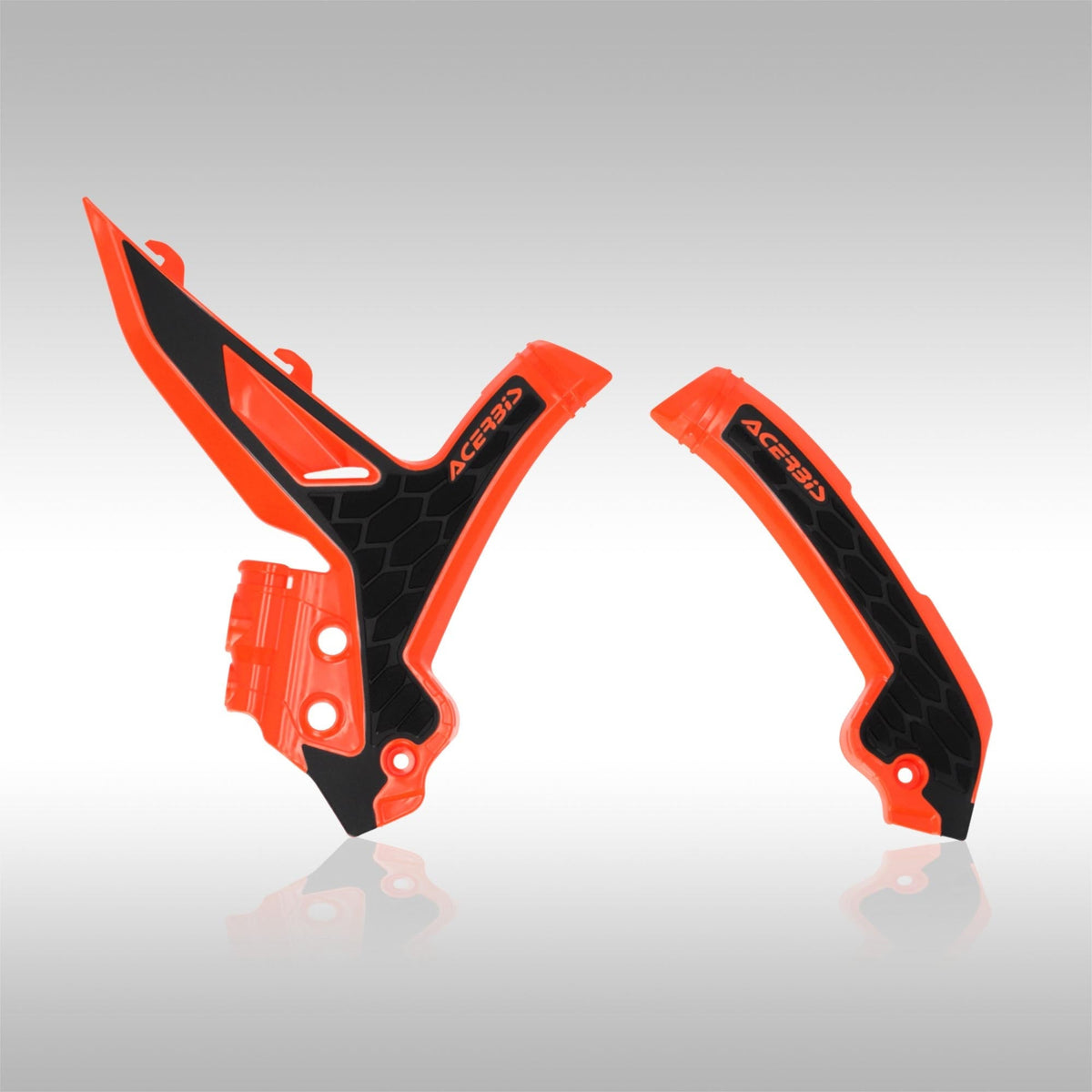 Acerbis X-Grip frame guards showing the rubberized grip panels for 2023-2026 KTM dirt bikes.