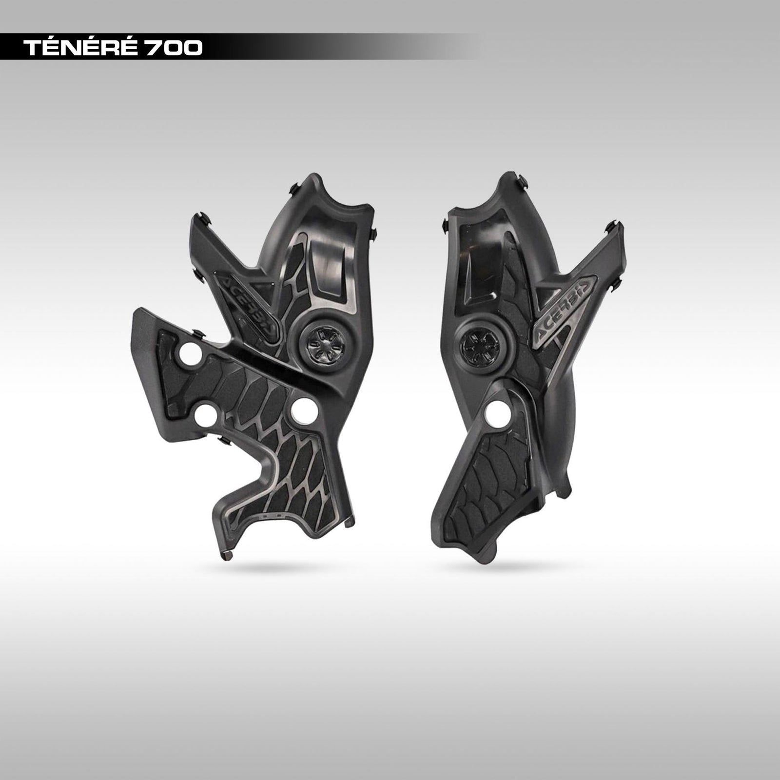 Acerbis X-Grip Fram Guards Tenere 700 Black on a gray background