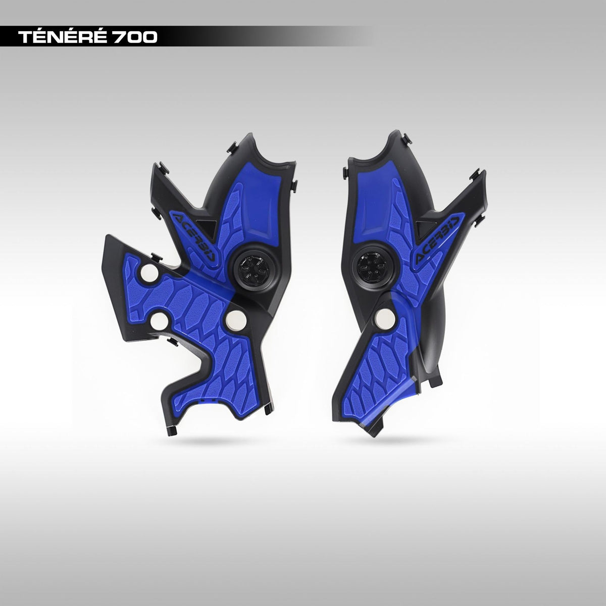 Acerbis X-Grip Fram Guards Tenere 700 Blue on a gray background