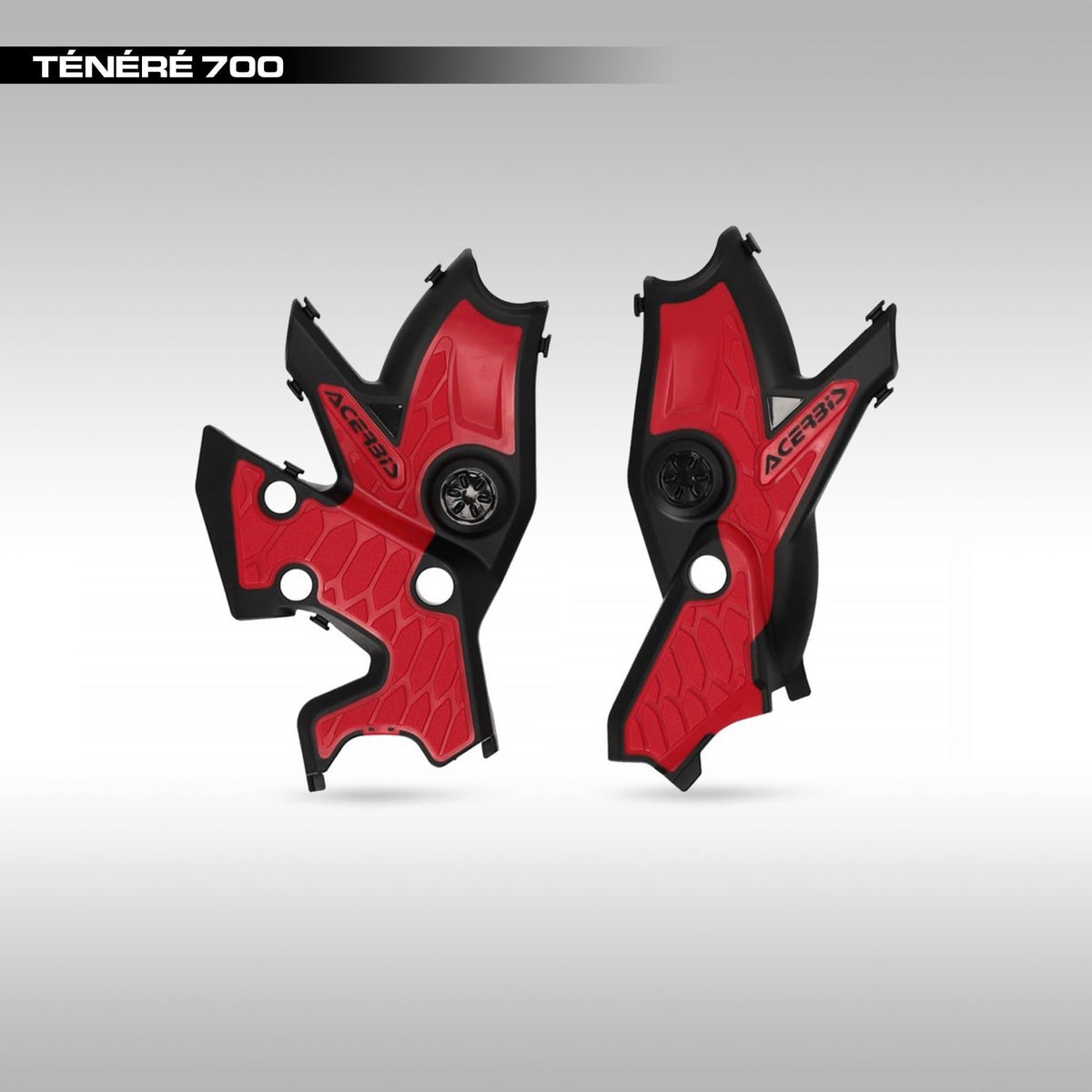 Acerbis X-Grip Fram Guards Tenere 700 Red on a gray background
