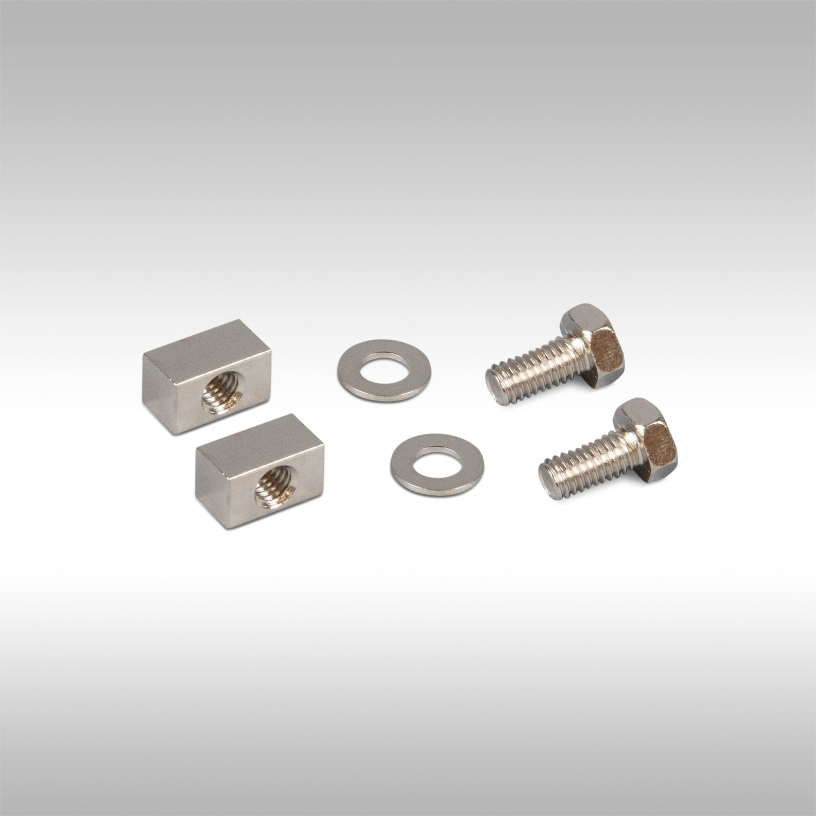 304 stainless steel replacement terminal bolts, washers, and rectangular nuts for Antigravity motorcycle batteries.