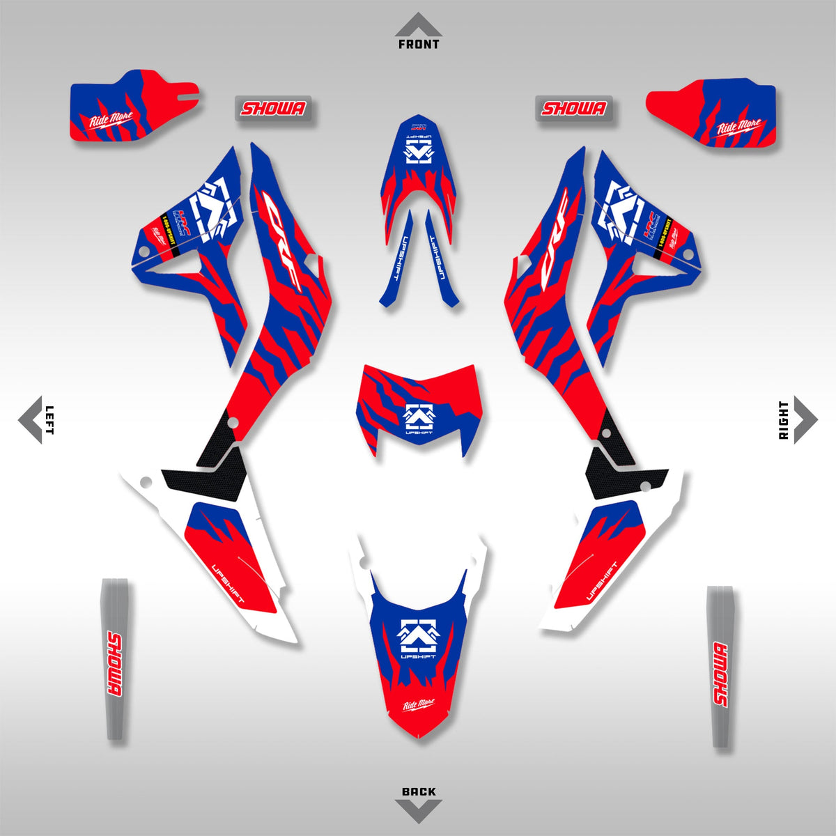 2021 - 2024 HONDA CRF300L - RED / WHITE / BLUE SLASH - GRAPHICS KIT (Non-Rally)