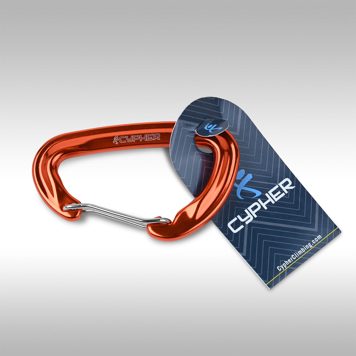 Cypher Firefly II Carabiner in Orange on a gray background