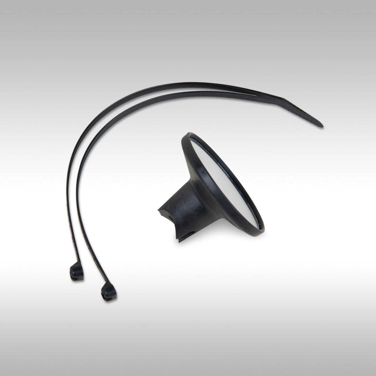 Black headband with a reflective surface on a gray background