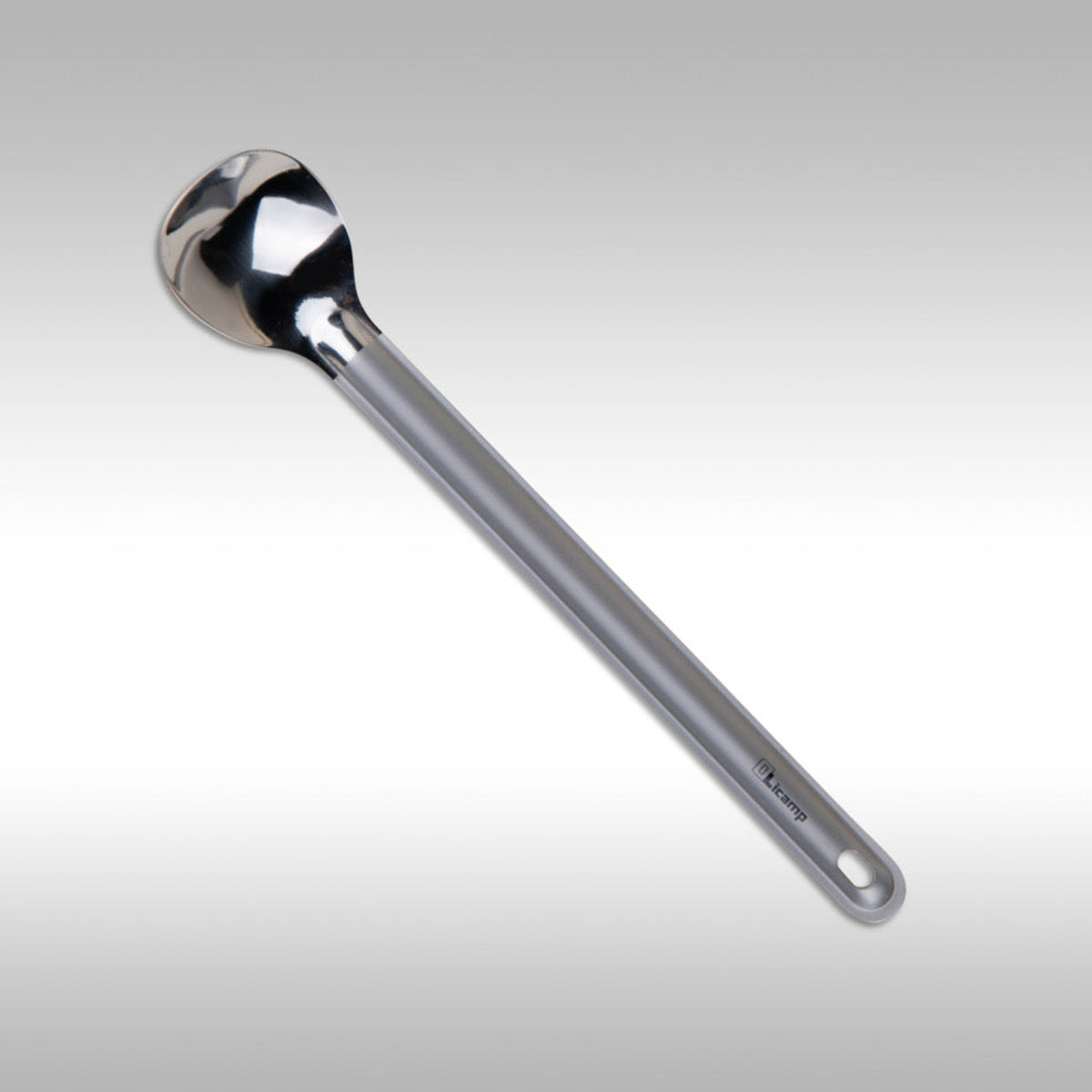 Olicamp Titanium Spoon camping utensil on light gray background