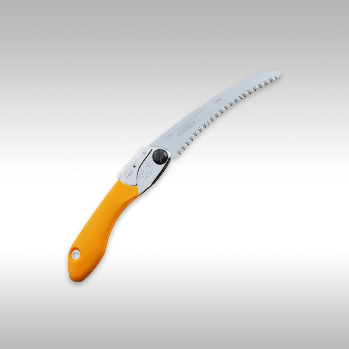 Handheld Silky Saw with orange handle on a white background