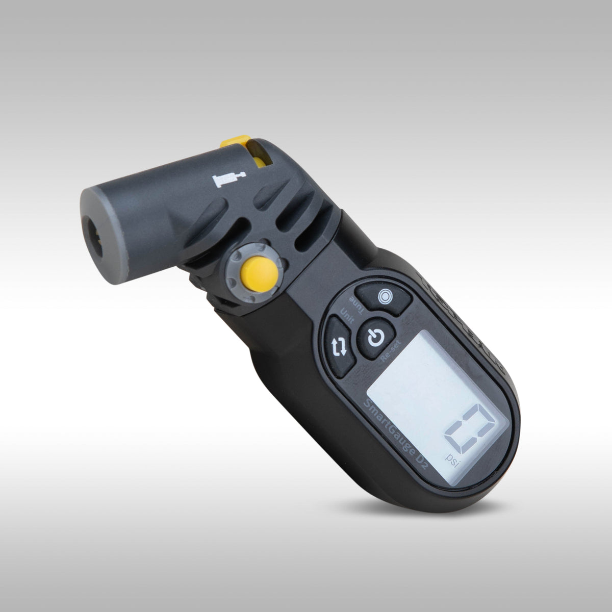 TOPEAK Smartgauge D2 tire gauge on a gray background