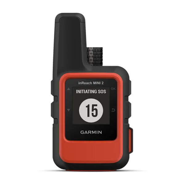 Garmin inReach Mini 2 personal GPS communicator and tracker with emergency SOS beacon function. Garmin GPS technology. GPS tracking for family and friends. Backcountry communications and emergency signal. 